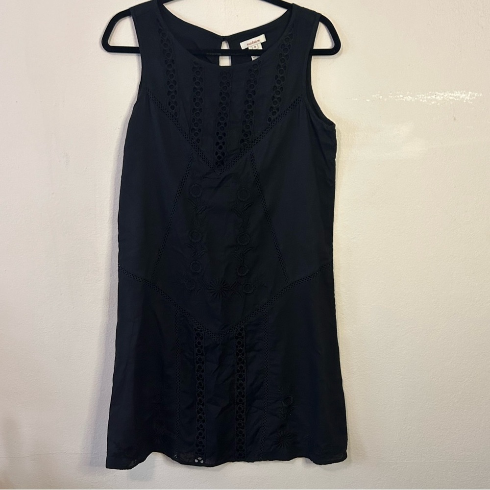 Sundance Cotton Floral Embroidered Knee Length Dress